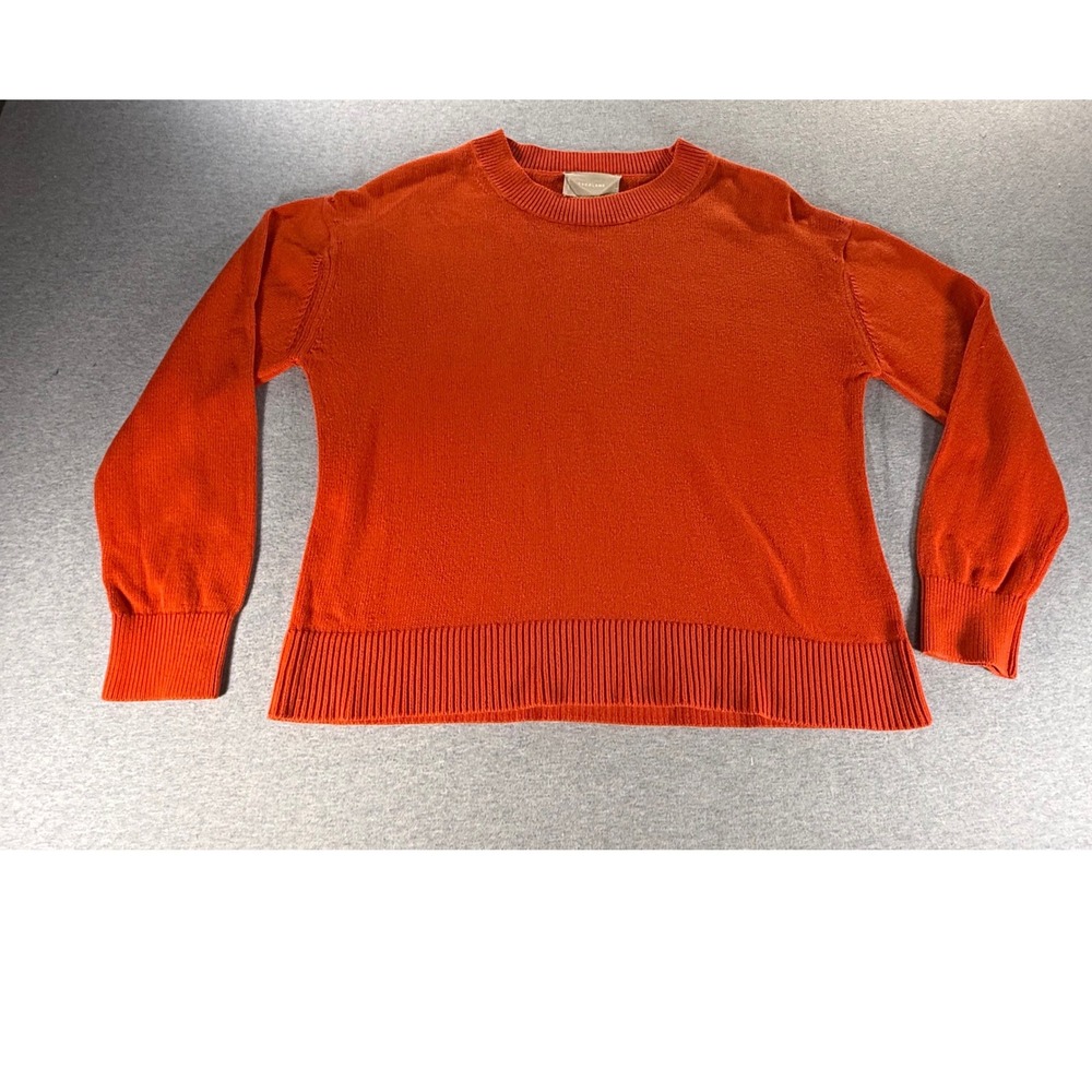 Everlane Womens 100% Cotton Crewneck Sweater Orange Rust Size S Relaxed Fit